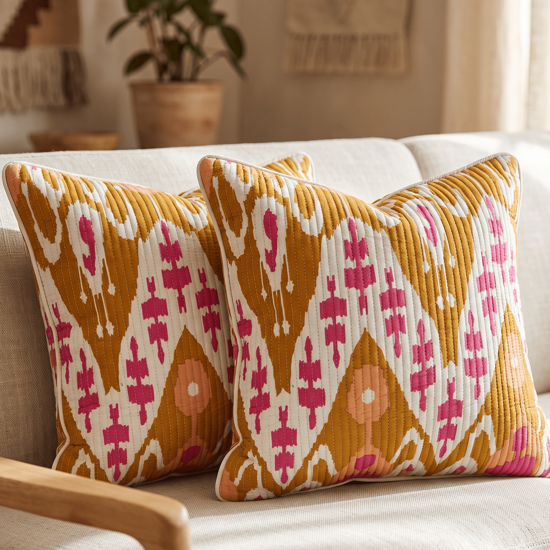 Terra Cushion Covers, Pack of 2 - Coral Slub -