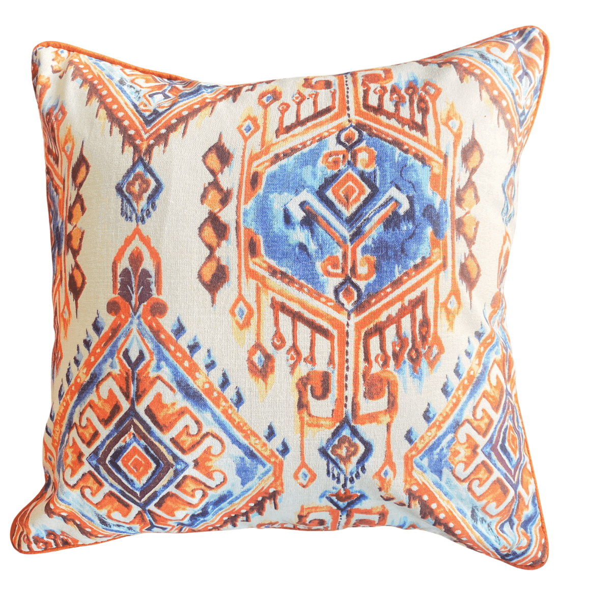 Terracotta Printed Cushion Covers, 16" x 16", Pack of 5 - Coral Slub - 