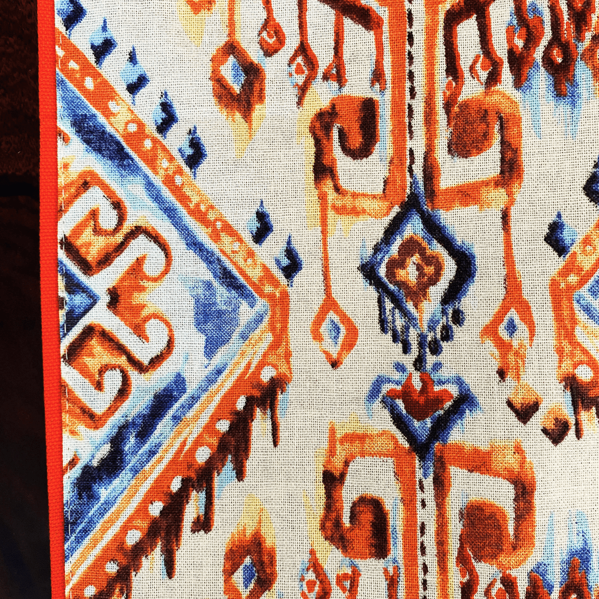 Terracotta Printed Table Runner, 100% cotton, 13" x 72" - Coral Slub - 