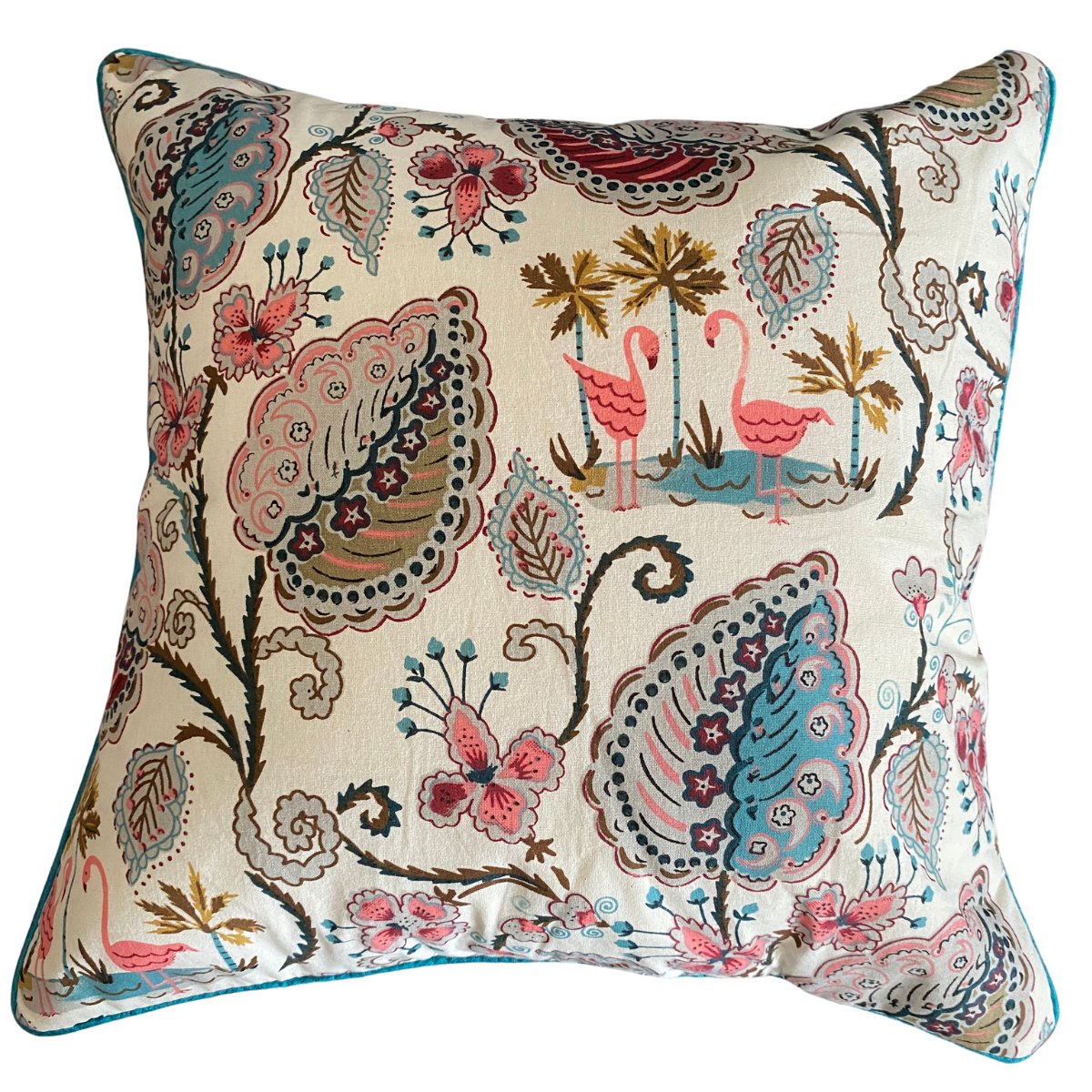 Tropical Garden Cushion Cover, Pack of 2, 16" x 16" - Coral Slub - 