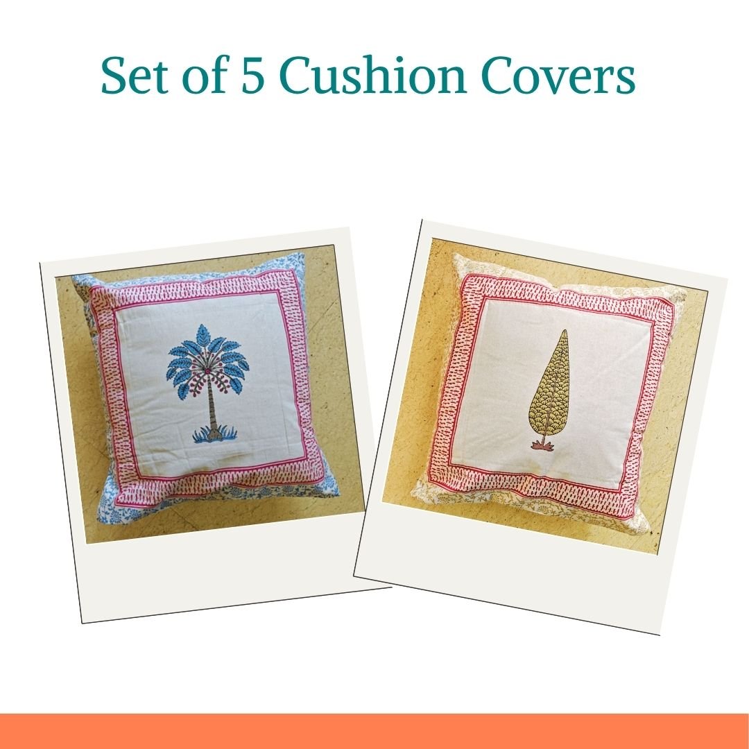 Tvara & Isha Cushion Cover Combo – Cotton Cushion Covers (Set of 10) - Coral Slub -