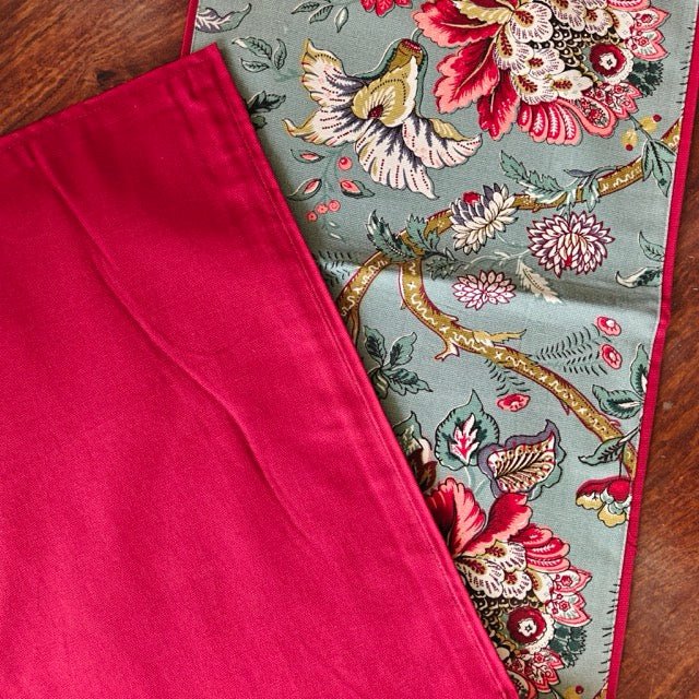 Twilight Printed Table Runner - Coral Slub -