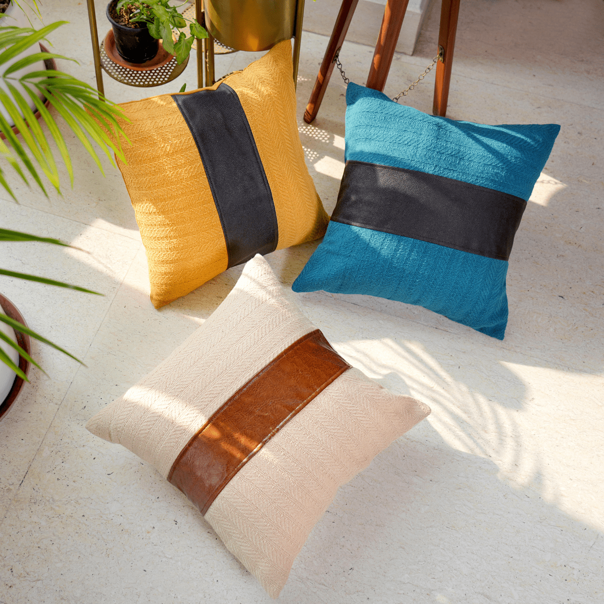 Urban Edge Luxury Cushion Covers - 16" x 16", Pack of 3 Colors - Coral Slub - 