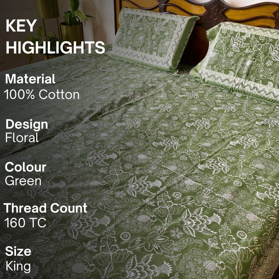 Vanya Bedsheet Set 100% Cotton, King Size, 100" x 108" - Coral Slub - 