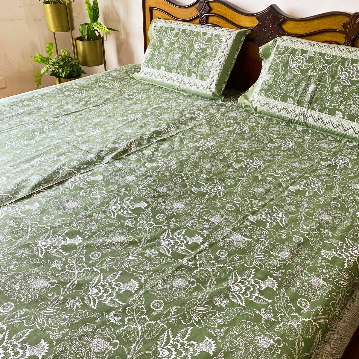 Vanya Bedsheet Set 100% Cotton, King Size, 100" x 108" - Coral Slub - 