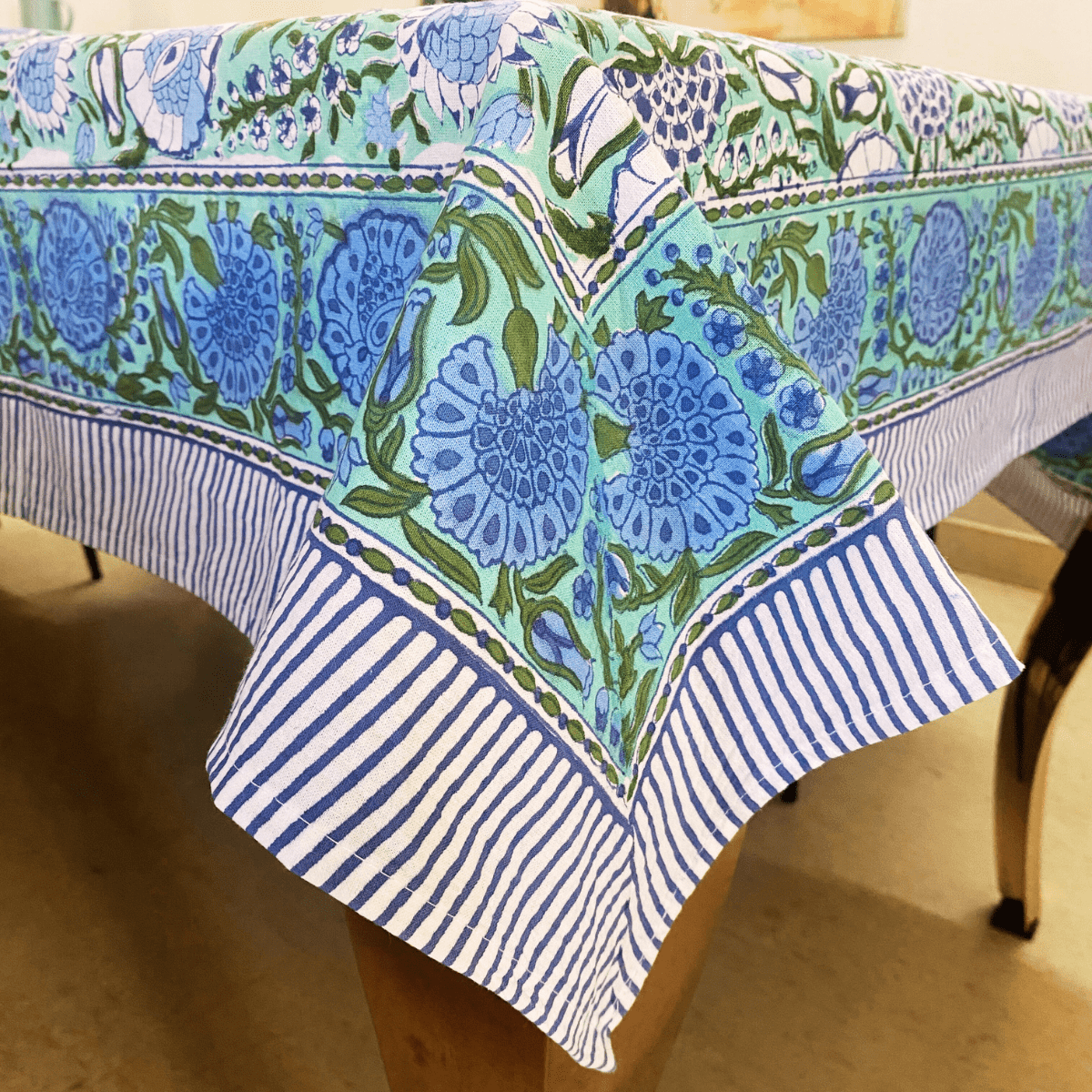 Vasanta 6 Seater Dining Table Cover, 100% Cotton, 60" x 90" - Coral Slub - 