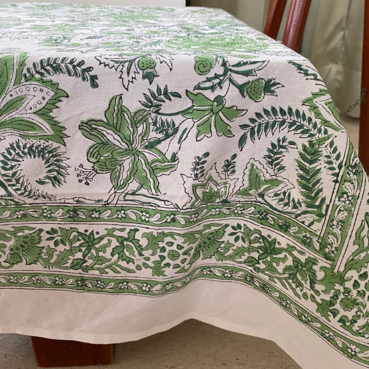 Vatika 6 Seater Dining Table Cover, 100% Cotton, 60" x 90" - Coral Slub - 