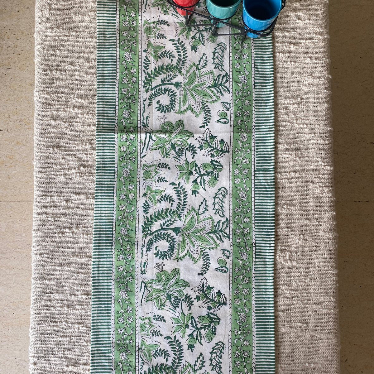 Vatika Table Runner, 100% cotton, 13" x 72" - Coral Slub - 