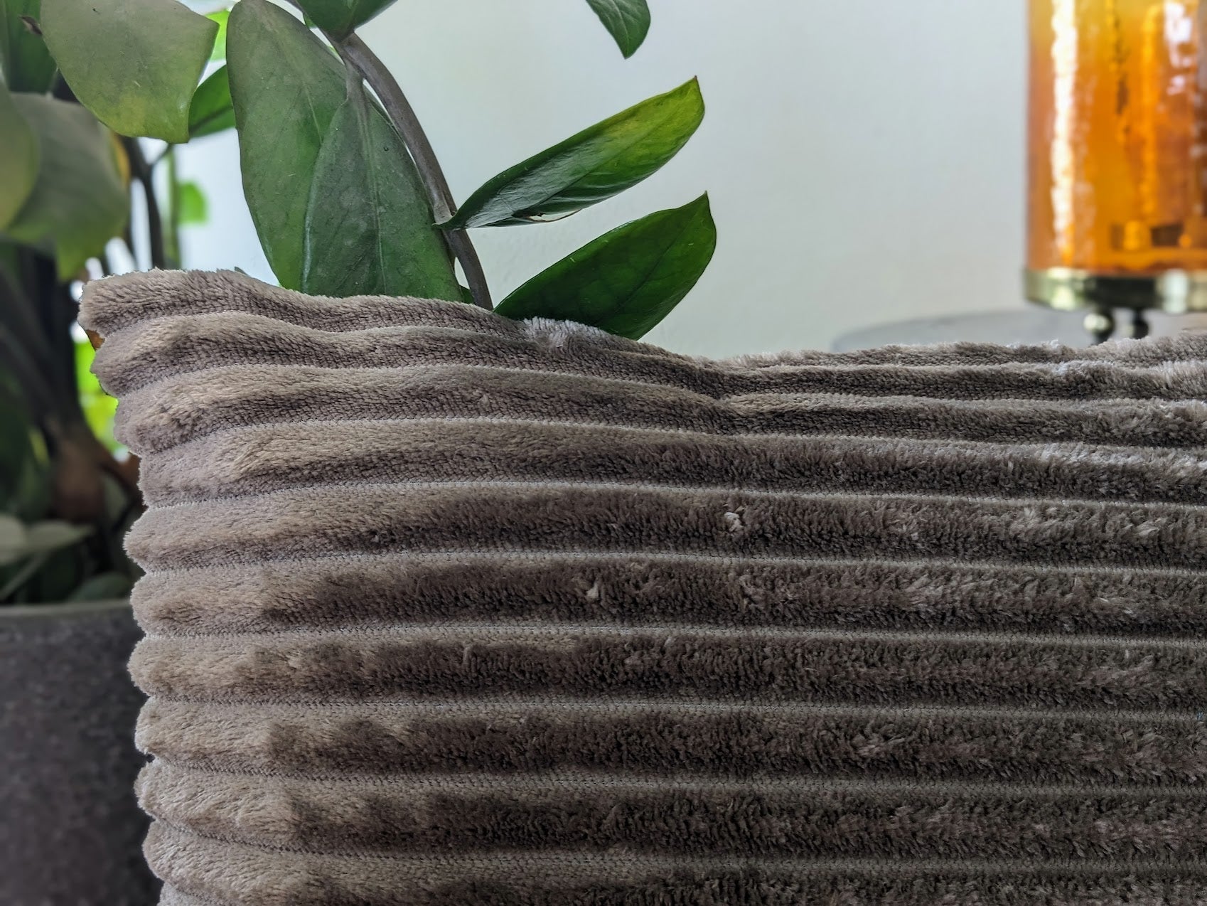 Velvet Cushion Covers, 16" x 16" – Steel Blue and Taupe (4 cushion covers) - Coral Slub - 