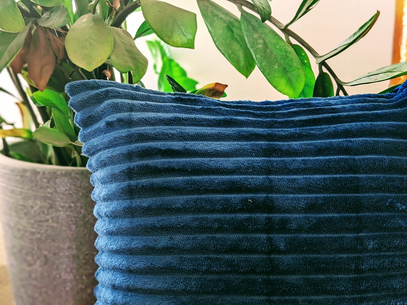 Velvet Cushion Covers, 16" x 16" – Steel Blue and Taupe (4 cushion covers) - Coral Slub - 