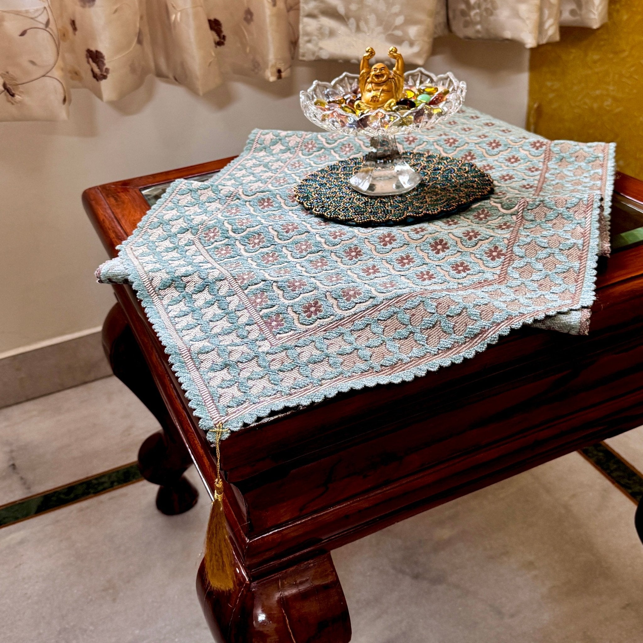 Velvet Mosaic Table Runner 17" x 72" - Coral Slub - 