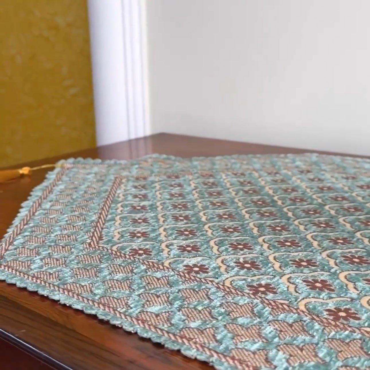 Velvet Mosaic Table Runner 17" x 72" - Coral Slub - 