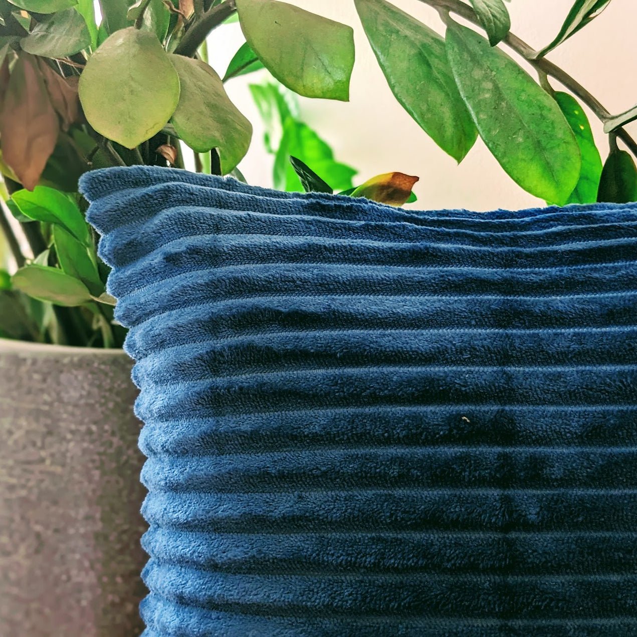 Velvet Trail Steel Blue Cushion Cover, Pack of 2, 16" x 16" - Coral Slub - 