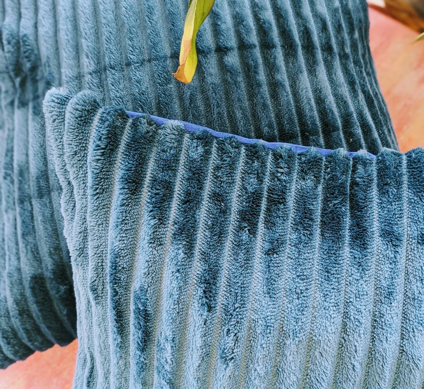 Velvet Trail Steel Blue Cushion Cover, Pack of 2, 16" x 16" - Coral Slub - 