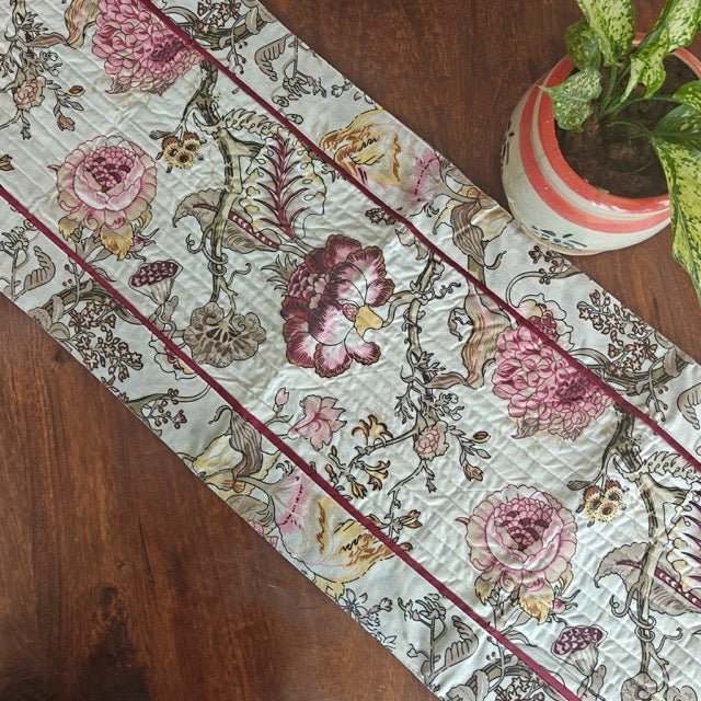 Verdia Quilted Table Runner – Cotton – 15" x 72" - Coral Slub -