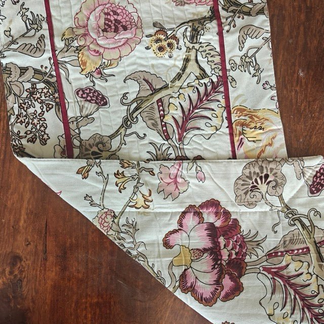 Verdia Quilted Table Runner – Cotton – 15" x 72" - Coral Slub -
