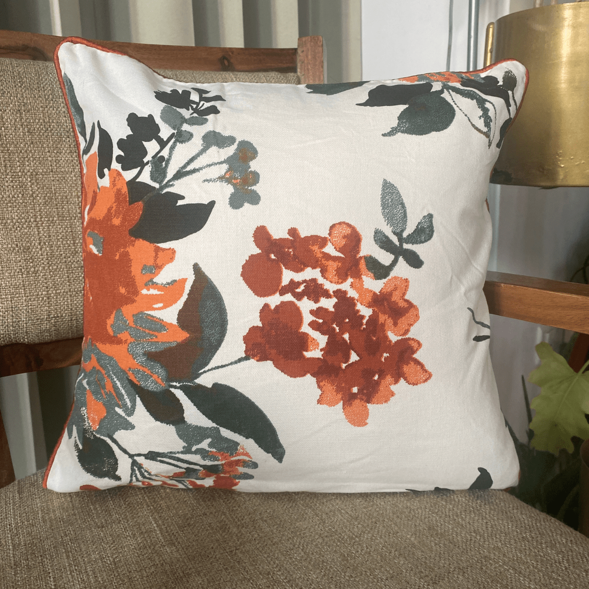 Victoria Printed Cushion Covers, 16" x 16", Pack of 5 - Coral Slub - 