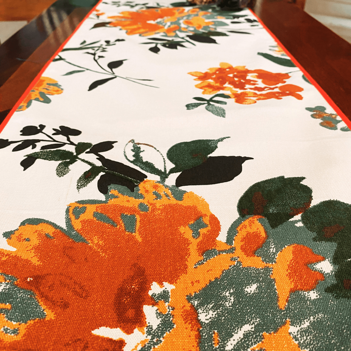 Victoria Printed Table Runner, 100% cotton, 13" x 72"
