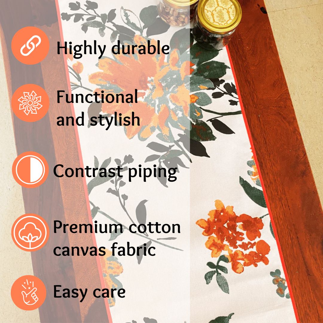 Victoria Printed Table Runner, 100% cotton, 13" x 72"