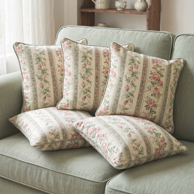 Vine Cushion Covers, Pack of 5 - Coral Slub -