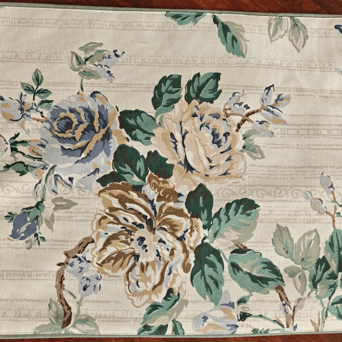 Vine Printed Table Runner, 100% cotton, 13" x 72" - Coral Slub - 