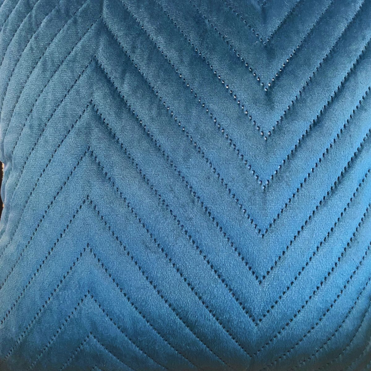 Waves Velvet Cushion Covers, Teal Color, Pack of 2, 16" x 16" - Coral Slub - 