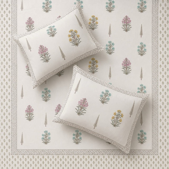 Harsingar Block Print Bedsheet Set, King Size