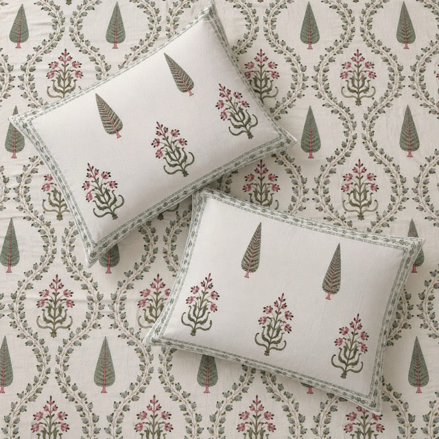 Vrinda Block Print Bedsheet Set, King Size