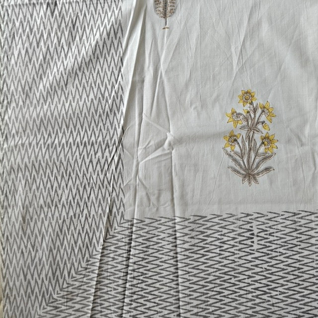 Harsingar Block Print Bedsheet Set, King Size