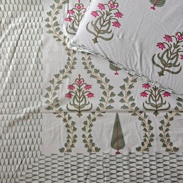 Vrinda Block Print Bedsheet Set, King Size