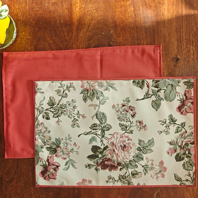 Rosevine Printed Placemats – Cotton Canvas – Set of 6, 12" x 18"