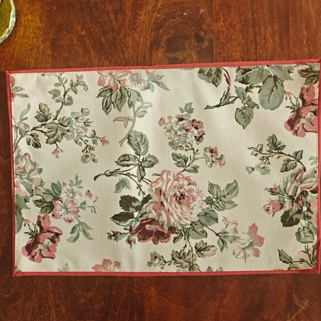 Rosevine Printed Placemats – Cotton Canvas – Set of 6, 12" x 18"