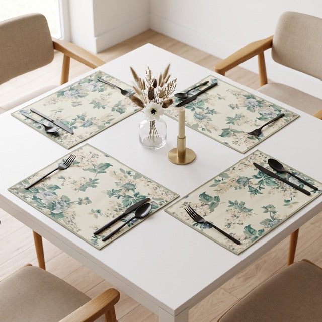 Fern Grace Printed Placemats – Cotton Canvas – Set of 6, 12" x 18"