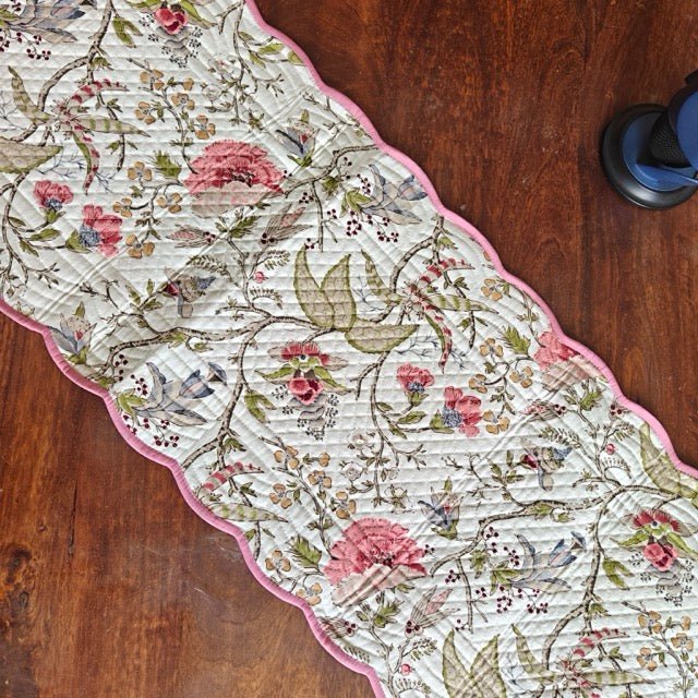 Wildflower Reversible Table Runner - Coral Slub -