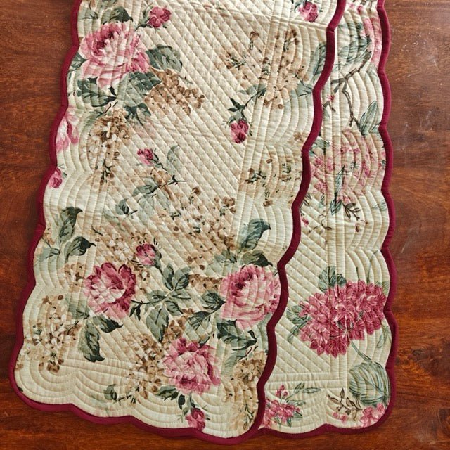 Wine Blossom Reversible Table Runner - Coral Slub - 