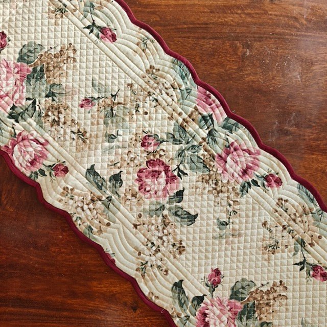 Wine Blossom Reversible Table Runner - Coral Slub - 
