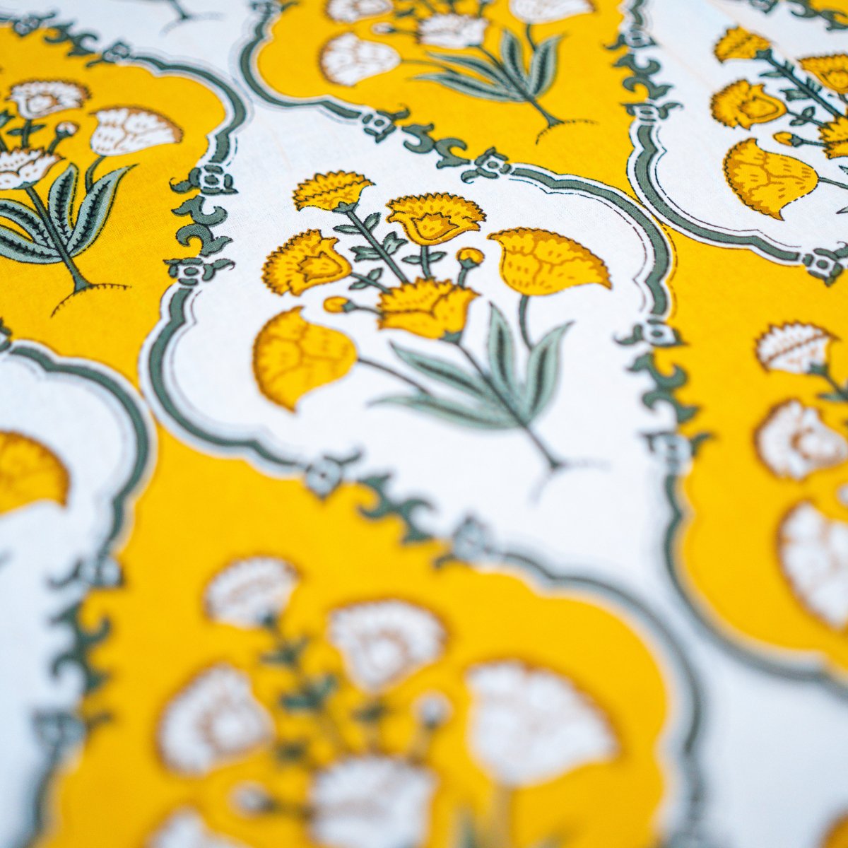 Yellowstone 6 Seater Dining Table Cover, Block Print, 100% Cotton, 60" x 90"