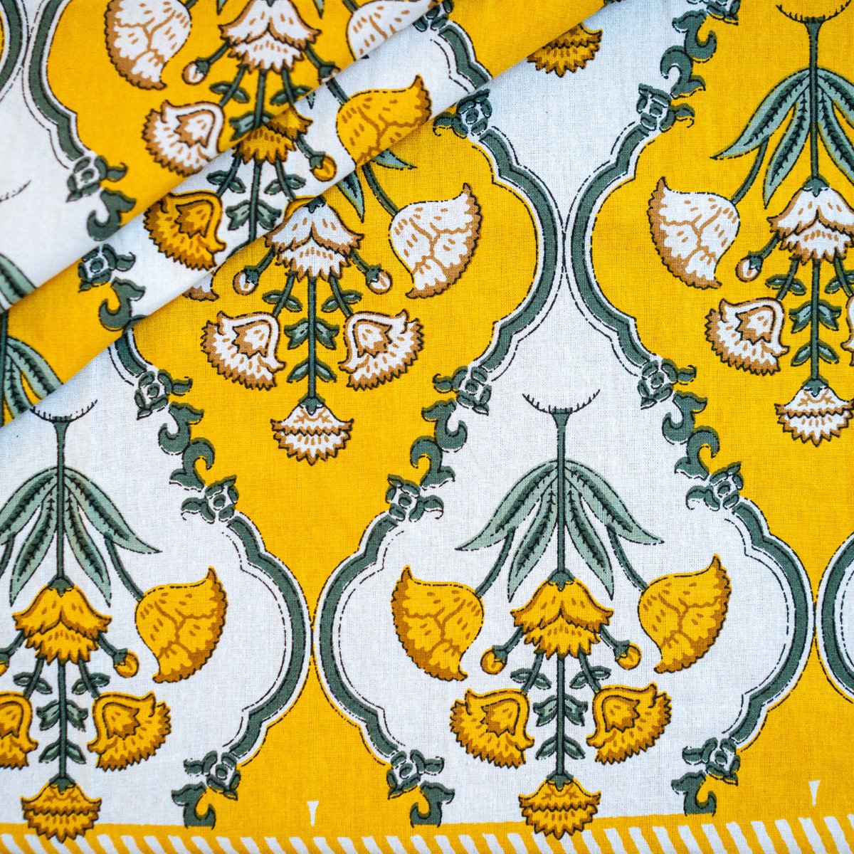 Yellowstone 6 Seater Dining Table Cover, Block Print, 100% Cotton, 60" x 90"