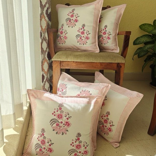 Zareen Cushion Covers, Pack of 5 - Coral Slub - 